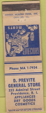 Matchbook Cover - D Previte General Store Providence RI WEAR