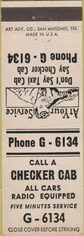 Matchbook Cover - Call A Checker Cab San Antonio TX?