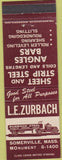 Matchbook Cover - L.E. Zurbach Steel Somerville MA