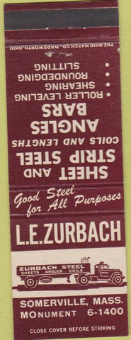 Matchbook Cover - L.E. Zurbach Steel Somerville MA