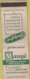 Matchbook Cover - Maxey's Restaurant Pawtucket RI WEAR