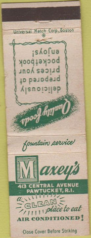 Matchbook Cover - Maxey's Restaurant Pawtucket RI WEAR