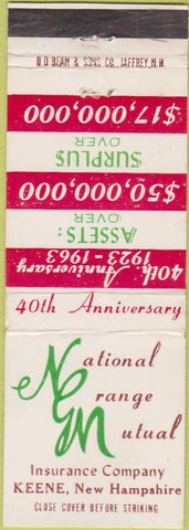 Matchbook Cover - National Grange Mutual Insurance Keene NH