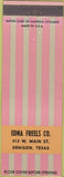 Matchbook Cover - Edna Freels Co Denison TX