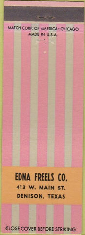 Matchbook Cover - Edna Freels Co Denison TX
