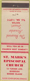 Matchbook Cover - St Mark's Episcopal Church Riverside RI