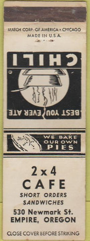 Matchbook Cover - 2X4 Cafe Empire OR WEAR