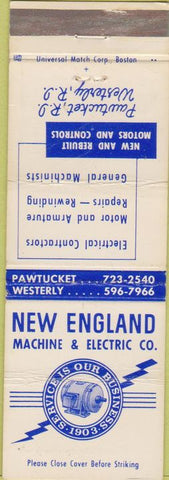 Matchbook Cover - New England Machine Electric Pawtucket Westerly RI WEAR