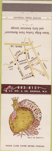 Matchbook Cover - Green Ridge Turkey Farm Nashua NH