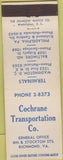 Matchbook Cover - Cochrane Transport trucking Richmond VA