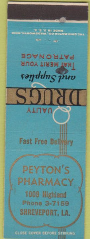 Matchbook Cover - Peyton's Pharmacy Shreveport LA