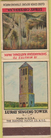 Matchbook Cover - Luray Caverns VA Singing Tower
