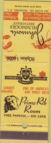 Matchbook Cover - Johnson's Hummocks Restaurant Providence RI