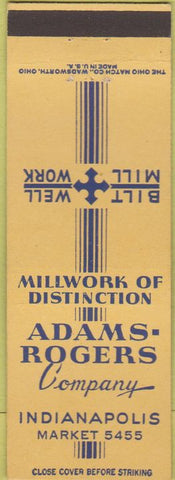 Matchbook Cover - Adams Rogers Mill Work Indianapolis IN