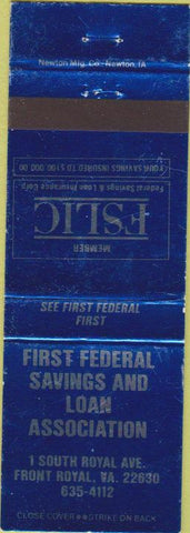 Matchbook Cover - First Federal Savings Loan Front Royal VA