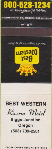 Matchbook Cover - Best Western Riveria Motel Biggs Junction OR