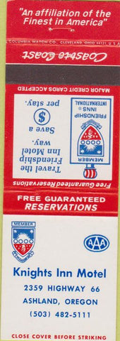 Matchbook Cover - Kinghts Inn Motel Ashland OR