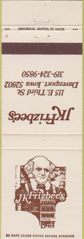 Matchbook Cover - JK Frizbee's Davenport IA