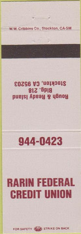 Matchbook Cover - Rarin Federal Credit Union Stockton CA