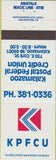 Matchbook Cover - Kalamazoo Postal Credit Union MI