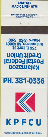 Matchbook Cover - Kalamazoo Postal Credit Union MI
