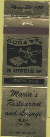 Matchbook Cover - Maria's Restaurant Lounge Elida OH