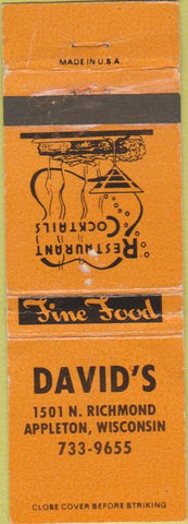 Matchbook Cover - David's Appleton WI restaurant WORN