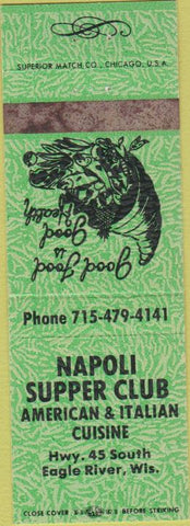 Matchbook Cover - Napoli Supper Club Italian Eagle River WI