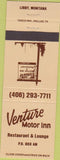 Matchbook Cover - Venture Motor Inn Libby MT