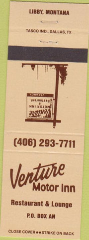 Matchbook Cover - Venture Motor Inn Libby MT