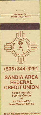 Matchbook Cover - Sandia Area Federal Credit Union Kirtland Air Force Base NM