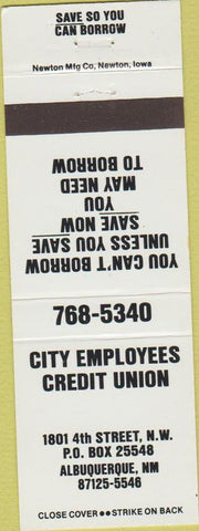 Matchbook Cover - City Employees Credit Union Albuquerque NM white