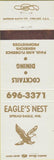 Matchbook Cover - Eagle's Nest Spread Eagle WI