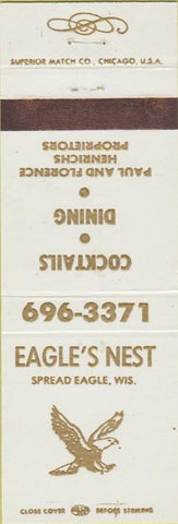 Matchbook Cover - Eagle's Nest Spread Eagle WI