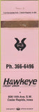Matchbook Cover - Hawkeye Credit Union Cedar Rapids IA