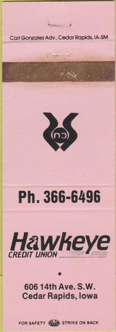 Matchbook Cover - Hawkeye Credit Union Cedar Rapids IA