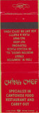 Matchbook Cover - China Chef Chinese Food Morton Grove IL