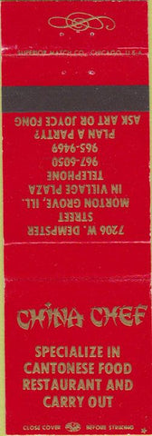 Matchbook Cover - China Chef Chinese Food Morton Grove IL