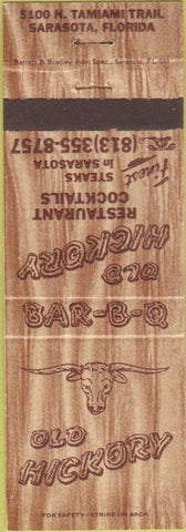 Matchbook Cover - Old Hickory BBQ Sarasota FL