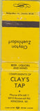Matchbook Cover - Clay's Tap Kenosh WI WORN