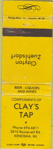 Matchbook Cover - Clay's Tap Kenosh WI WORN