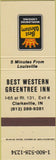 Matchbook Cover - Best Western Greentree Inn Clarksville IN