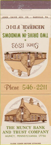 Matchbook Cover - Muncy Bank Trust Muncy PA