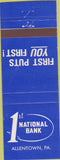 Matchbook Cover - 1st National Bank Allentown PA