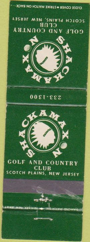 Matchbook Cover - Shackamaxon Golf Country Club Scotch Plains NJ WEAR