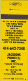 Matchbook Cover - Jacksons Pointe II Restaurant East Troy WI