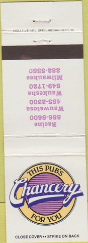 Matchbook Cover - Chancery Pub Milwaukee Waukesha Racine WI WEAR