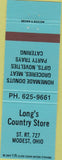 Matchbook Cover - Long's Country Store Modest OH