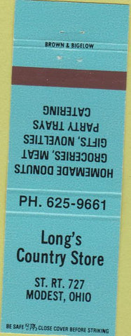 Matchbook Cover - Long's Country Store Modest OH