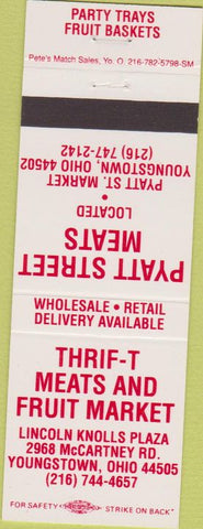 Matchbook Cover - Thrift Meats Fruit Market Youngstown OH